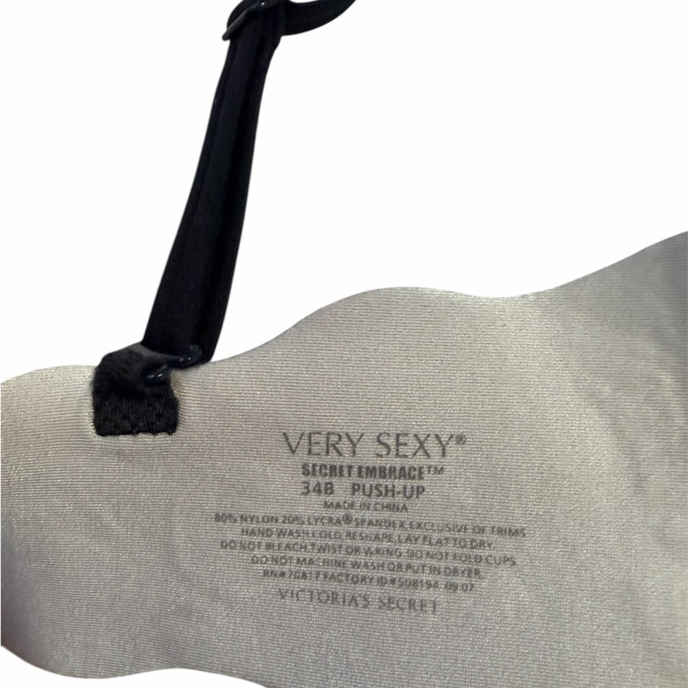 Victoria's Secret Very Sexy Secret Embrace Push-Up Black Embellished Bra, 34B - Picture 4 of 13